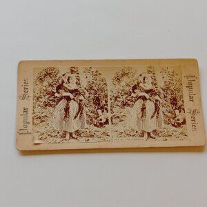 CUTE ANTIQUE STEREOGRAPH CARD Mary Had a Little Lamb Scene "Pet of the Common"